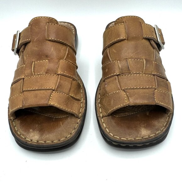 Born Tempo Brazilia Tan Leather Slip On Sandals Size 7 M With Box - Picture 5 of 9